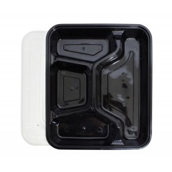 4 compartment black lunch box