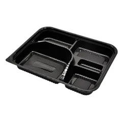 5 Compartment Black Bento Box
